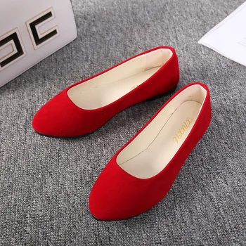 2022 İlkbahar Sonbahar Kadın Ayakkabı Akın Daireler Rahat düz ayakkabı Kadın Flats Loafer'lar Sığ bağcıksız ayakkabı Kırmızı Siyah Artı Boyutu