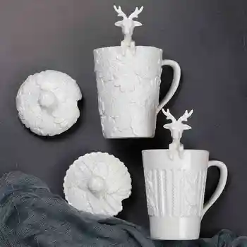 320 ML, porselen ren geyiği kar tanesi tasarım kahve kupa, noel kupa, taza cafe çay bardağı, komik seramik kupa, bardak sevimli hediye