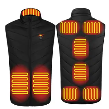 5XL büyük boy ısıtma yelek ceketler kış akıllı termostat 9 elektrikli ısıtma pedleri USB ısıtma yelek tırmanma yelek