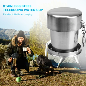 75/150/250ml Paslanmaz Çelik katlanabilir bardak Açık Seyahat Kamp Kupası Anahtarlık İle Taşınabilir Piknik Geri Çekilebilir Kupa Teaware