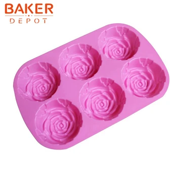 Gül şekli silikon sabun kalıp çiçek kek puding kalıpları silikon pişirme bakeware araçları buz mum bisküvi pasta kalıpları 6 delik