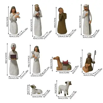 İsa'nın doğumu Sahne Mini Reçine Heykeli Noel Dekorasyon Doğuş Sahnesi Seti Minyatür Zanaat Süs Ev Dekorasyonu Hediye 20 adet