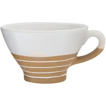 Japon Tarzı Yaratıcı Seramik Kahve Fincanı Kişilik Retro Kahve Latte Çizgili Kahvaltı Fincan Su Bardağı