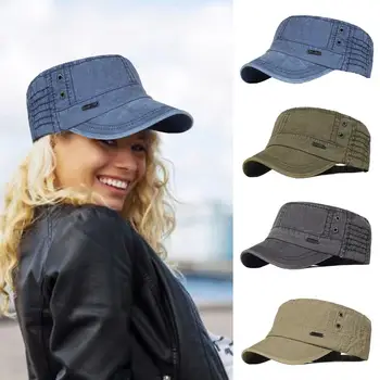 Rahat Yıkanmış Pamuk düz kasket Ayarlanabilir Askeri Kapaklar Benzersiz Tasarım Erkekler Kadınlar Harbiyeli asker şapkası Benzersiz Tasarım Vintage Şapka