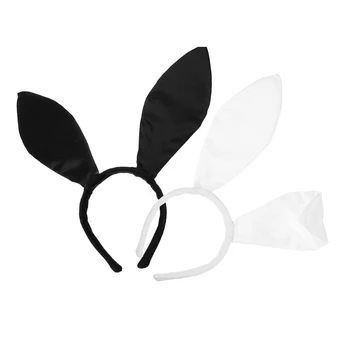 Tavşan kulak bandı siyah ve beyaz renk Hairbands Noel partisi saç dekor