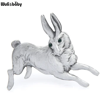 Wuli ve bebek Vintage Koşu Tavşan Broş Kadın Erkek 2 renkli Tavşan Hayvan Parti Rahat Broş Hediyeler