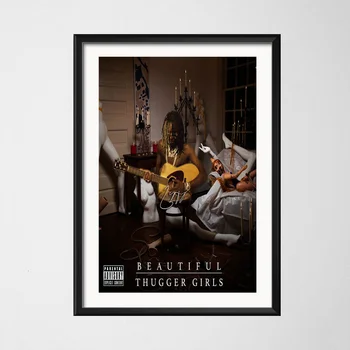 Yeni Genç Thug Rap Hip Hop Müzik Albümü Yıldız Posteri Ve Baskılar Tuval Yağlıboya Sanat Duvar Resimleri İçin Oturma Odası Ev dekor