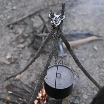 Çelik Açık Kamp Tripod Taşınabilir Pişirme Kamp Ateşi Piknik Pot Tutucu Askı Barbekü Asılı Pot Tripod Askı Aksesuarları