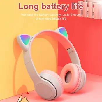 Çocuk Kız kablosuz mikrofonlu kulaklıklar Flaş Işığı Stereo bluetooth Kulaklıklar Telefon Müzik Oyun Hediye F8X5